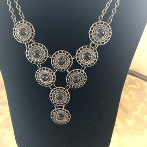 Premier Designs hematite and crystal necklace. New